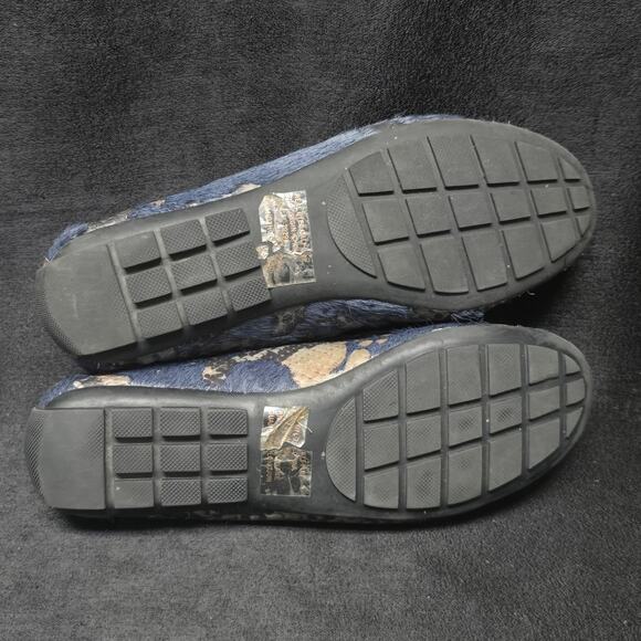 Vaneli Blue Snake Print Fur Slide On Loafers Dress Shoes - Picture 9 of 10